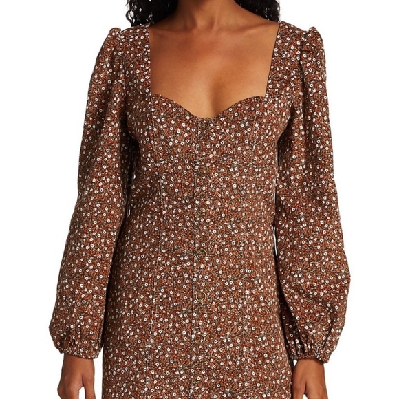 REVOLVE x FREE PEOPLE Call Me Cord Long puff Sleeve Snap front Mini new - Picture 11 of 13